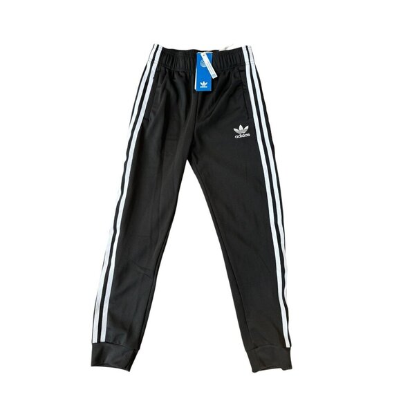 Adidas Originals Black Track Pants With White Stripes Elastic Waist Size S - Picture 1 of 5